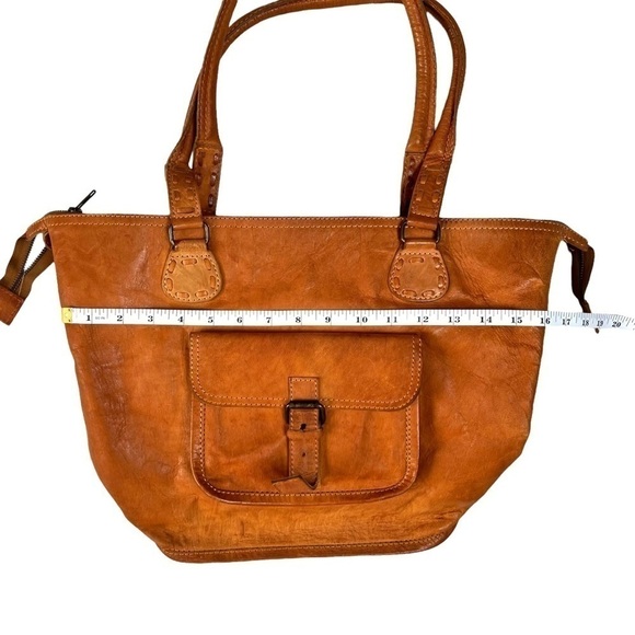 Noonday Collection Rustic Leather Artisan Bohemian Hobo Tote Purse Made In India - Picture 14 of 16